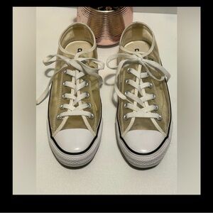 Beige and White Canvas Sneakers